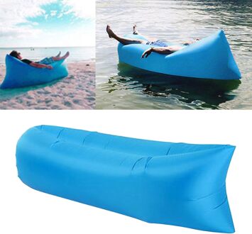 441lbs Opblaasbare Lounger Air Sofa Hangmat Voor Camping Beach Muziek Festival Zwembad licht blauw