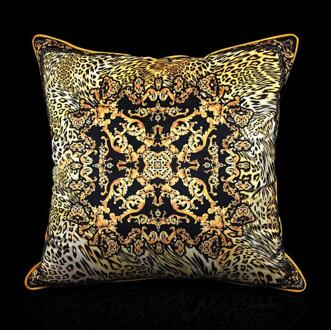 45*45 cm Klassieke europese koninklijke fluwelen geel zwart luipaard print stijl kussensloop luxe rugleuning decoratieve kussensloop pillow cover1