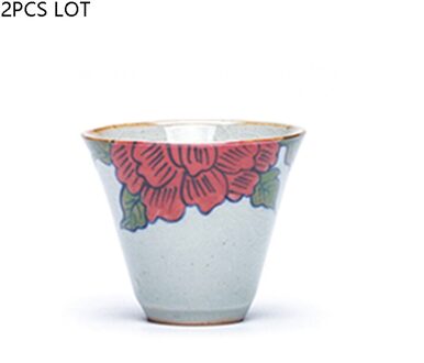 45/55 Ml Jingdezhen Keramische Porselein Handgeschilderd Rode Bloem Patroon Theekopje Chinese Kung Fu Thee Set Kleine Sake Kom puer Thee Cup