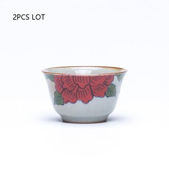 45/55 Ml Jingdezhen Keramische Porselein Handgeschilderd Rode Bloem Patroon Theekopje Chinese Kung Fu Thee Set Kleine Sake Kom puer Thee Cup