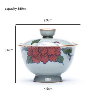 45/55 Ml Jingdezhen Keramische Porselein Handgeschilderd Rode Bloem Patroon Theekopje Chinese Kung Fu Thee Set Kleine Sake Kom puer Thee Cup