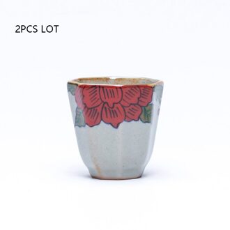 45/55 Ml Jingdezhen Keramische Porselein Handgeschilderd Rode Bloem Patroon Theekopje Chinese Kung Fu Thee Set Kleine Sake Kom puer Thee Cup