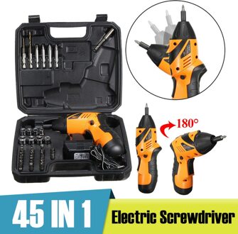 45 In 1 Elektrische Schroevendraaier Met Licht Oplaadbare Cordless Power Tool Met 43Pcs Schroevendraaier Bits Boren Sockets Tool set