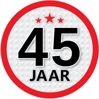 45 jaar leeftijd sticker rond 15 cm - 45 jaar verjaardag/jubileum versiering