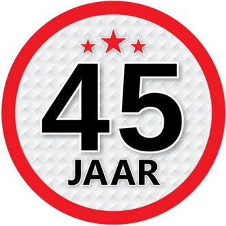 45 jaar leeftijd sticker - rond - Dia 15 cm - 45 jaar verjaardag/jubileum/leeftijd versiering Multi