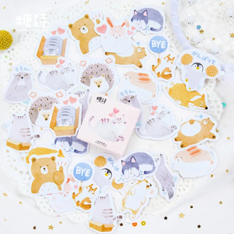 45 Pcs/lot Cute Animal Paper Journal Diary Stickers Scrapbooking Flakes Seal Labels Stationery School Supplies