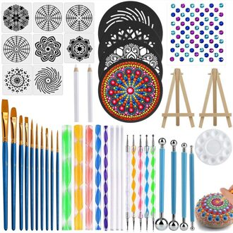 45 Pcs Mandala Puntjes Gereedschap Set, Stencil Schilderij Kunst Levert Gereedschap Kits Inclusief Stencil Templates, Mini Schildersezel