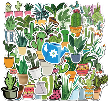45 pcs/set Cute Fresh Pot Cultured Cactus Plants Waterproof PVC Stickers for Luggage Scrapbooking DIY Stationery Stickers