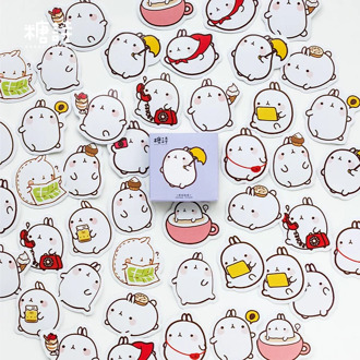 45 pcs/set Cute Molang Rabbit Label Stickers Set Decorative Stationery Stickers Scrapbooking DIY Diary Album Stick Lable
