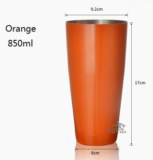 450/850 Ml Rvs Cocktail Boston Bar Shaker Bar Gereedschap Accessoire oranje 850ml