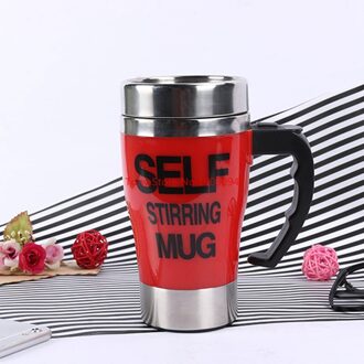 450 Ml Koffie Melk Automatische Mengbeker Zelf Roeren Mok Roestvrij Staal Thermische Kop Elektrische Lui Smart Dubbel Geïsoleerd Cup Rood