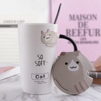 450 ML Leuke Keramische Mok Koffie Melk Thee Kopjes en Mokken Kat Mokken met Lepel Reizen Mokken Drinkware kerstcadeaus Blauw