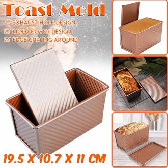 450g Carbon Steel Ripple Non-stick Coating Toast Boxes Bread Loaf Pan Baking Tool with Lid Exhaust Hole Cake Toast Mold