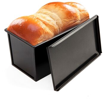 450G Rvs Zwart Antiaanbaklaag Toast Dozen Toast Mold Rechthoek Brood Gehaktbrood Pan Met Deksel bakken Levert