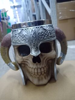 450Ml 3D Schedel Hoorn Knight Cool Rvs Cup Koffie Kopjes En Mokken Koffie Mokken Halloween Bar Cup drinken Tumbler 2