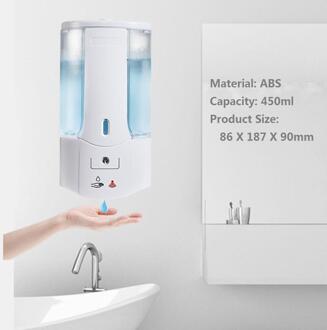 450Ml Automatische Sensor Zeepdispenser Touchless Sensor Handdesinfecterend Wasmiddel Dispenser Wall Mounted Voor Badkamer Keuken