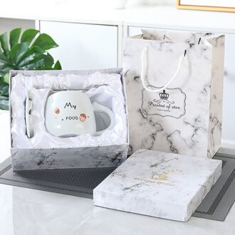 450Ml Cartoon Hamster Keramische Mok Glas Creatieve Schattige Paar Cup Koffie Melk Cup Kantoor Beker Met Deksel Lepel Meisje A met gift doos