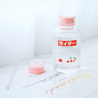 450Ml Leuke Transparante Glazen Watermeloen Water Cup Met Stro Milieubescherming Glas Water Cup Paar Fles Water avocado