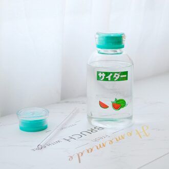 450Ml Leuke Transparante Glazen Watermeloen Water Cup Met Stro Milieubescherming Glas Water Cup Paar Fles Water