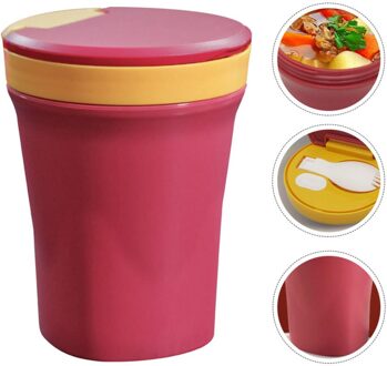 450Ml Microwaveable Soep Cup Soep Container Met Deksel Lepel Voor Vrienden Familie rood