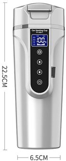 450Ml Rvs Auto Verwarming Cup 12V/24V Elektrische Water Cup Lcd Display Temperatuur Ketel Koffie thee Melk Verwarmd wit