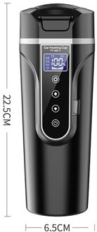 450Ml Rvs Auto Verwarming Cup 12V/24V Elektrische Water Cup Lcd Display Temperatuur Ketel Koffie thee Melk Verwarmd zwart