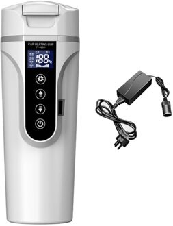 450Ml Universele Auto Verwarming Cup 12V/24V Elektrische Water Cup Lcd Display Temperatuur Ketel koffie Thee Melk Verwarmd wit for car home