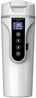 450Ml Universele Auto Verwarming Cup 12V/24V Elektrische Water Cup Lcd Display Temperatuur Ketel koffie Thee Melk Verwarmd wit for car
