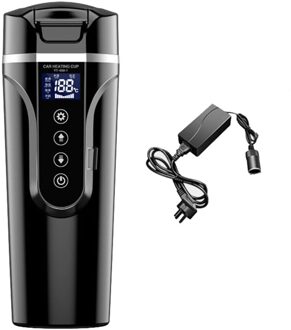 450Ml Universele Auto Verwarming Cup 12V/24V Elektrische Water Cup Lcd Display Temperatuur Ketel koffie Thee Melk Verwarmd zwart for car home