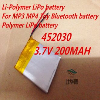 452030 Li-Po 3.7V 200MAH Li-Polymer LiPo batterij Voor MP3 MP4 Speelgoed Bluetooth Polymeer
