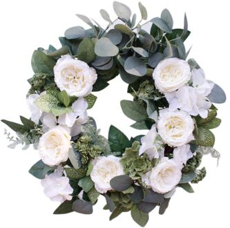 45CM Familie Decoratie Kunstmatige Rose Krans Kunstmatige Rose Ronde Krans Warme Romantische Party Decoratie Krans YH0813A