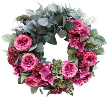 45CM Familie Decoratie Kunstmatige Rose Krans Kunstmatige Rose Ronde Krans Warme Romantische Party Decoratie Krans YH0813B