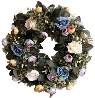 45CM Familie Decoratie Kunstmatige Rose Krans Kunstmatige Rose Ronde Krans Warme Romantische Party Decoratie Krans YH0816A3