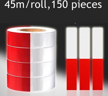 45M/Roll Reflecterende Stickers Plakband Auto Vrachtwagen Bike Veiligheid Stickers Wit Rood Reflecterende Strip Verkeersveiligheid Strip