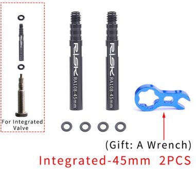 45Mm 80Mm Verwijderbare Geïntegreerd Met Moersleutel Fiets Onderdelen Presta Valve Extender Binnenbanden Klep Uitbreiding Fiets Accessoires Integrated-45mm