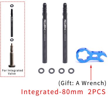 45Mm 80Mm Verwijderbare Geïntegreerd Met Moersleutel Fiets Onderdelen Presta Valve Extender Binnenbanden Klep Uitbreiding Fiets Accessoires Integrated-80mm