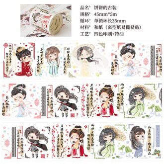 45mm Oude kostuum meisje spelen de pipa vintage klassieke specail olie washi tape DIY planner dagboek scrapbooking masking tape