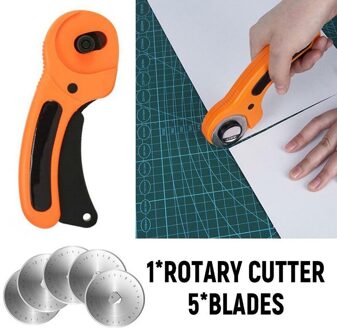 45Mm Rotary Cutter Naaien Quilten Stof Craft Cutting Tool + 5Pcs Wolfraam Stalen Messen Diy Patchwork Naaien Fit olfa Cut