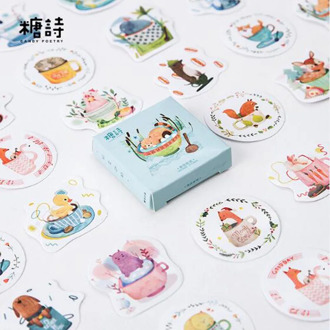 45PCS/box New Cup Animal Album Paper Lable Stickers Crafts And Scrapbooking Decorative Lifelog Sticker Cute Stationery