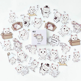 45pcs Cute Stationery Stickers Kawaii Cat Stickers Paper Adhesive Stickers For Kids DIY Scrapbooking Diary Photos Albums