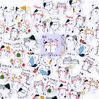 45pcs/lot Cute lovely colorful Cats Decoration Adhesive Stickers Diy Cartoon Diary Sticker Scrapbook Stationery Stickers