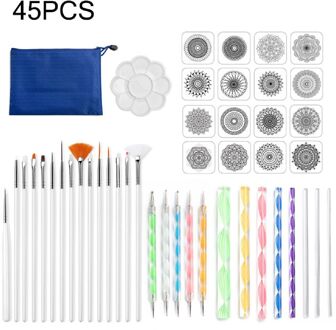 45Pcs Mandala Gestippelde Gereedschap Set Voor Schilderen Rock Stone Tekening Stencil Borstel Pen