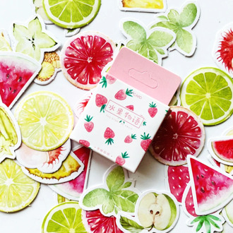 45pcs/Pack Cute The Story Of Fruit Summer Fruit Stickers Scrapbooking DIY Diary Album Stick Label Decor Stationery