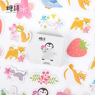 45pcs /Pack Flowers Garden Penguin Animals Stickers DIY Decoration Stickers DIY Diary Craft Sticker