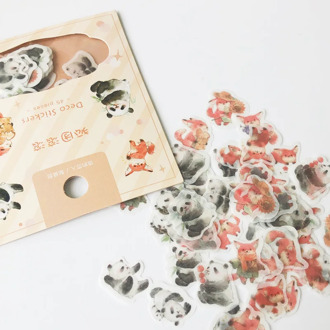 45PCS /Pack Kawaii Fox & Panda Sticker Adhesive Craft Stick Label Diary DIY Decor