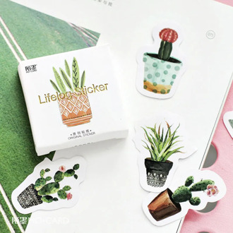 45pcs/pack Kawaii green plant cactus Stickers Cute Diary Decoration Scrapbooking DIY seal Sticker Stationery Free shipping