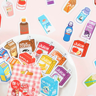 45pcs/pack Yummy Drink Juice Coffee Deco Diary Stickers Scrapbooking Planner Decorative Stationery Stickers