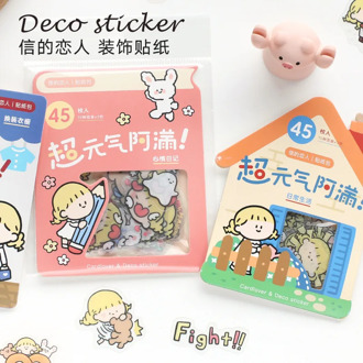45pcs/set Hi Girls Kawaii Diy Diary Sticker Handbook Decoration Label Scrapbooking Sticker