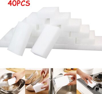 45Pcs White Magic Sponge Eraser Cleaning Melamine Schuimreiniger Keuken Pad Keuken Accessoires Melamine Spons Voor Wassen #35 wit