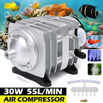 45W 70L/Min Hailea Elektromagnetische Air Compressor Aquarium Zuurstof Luchtpomp Hydrocultuur 6 Way Air Beluchter Pomp 30W